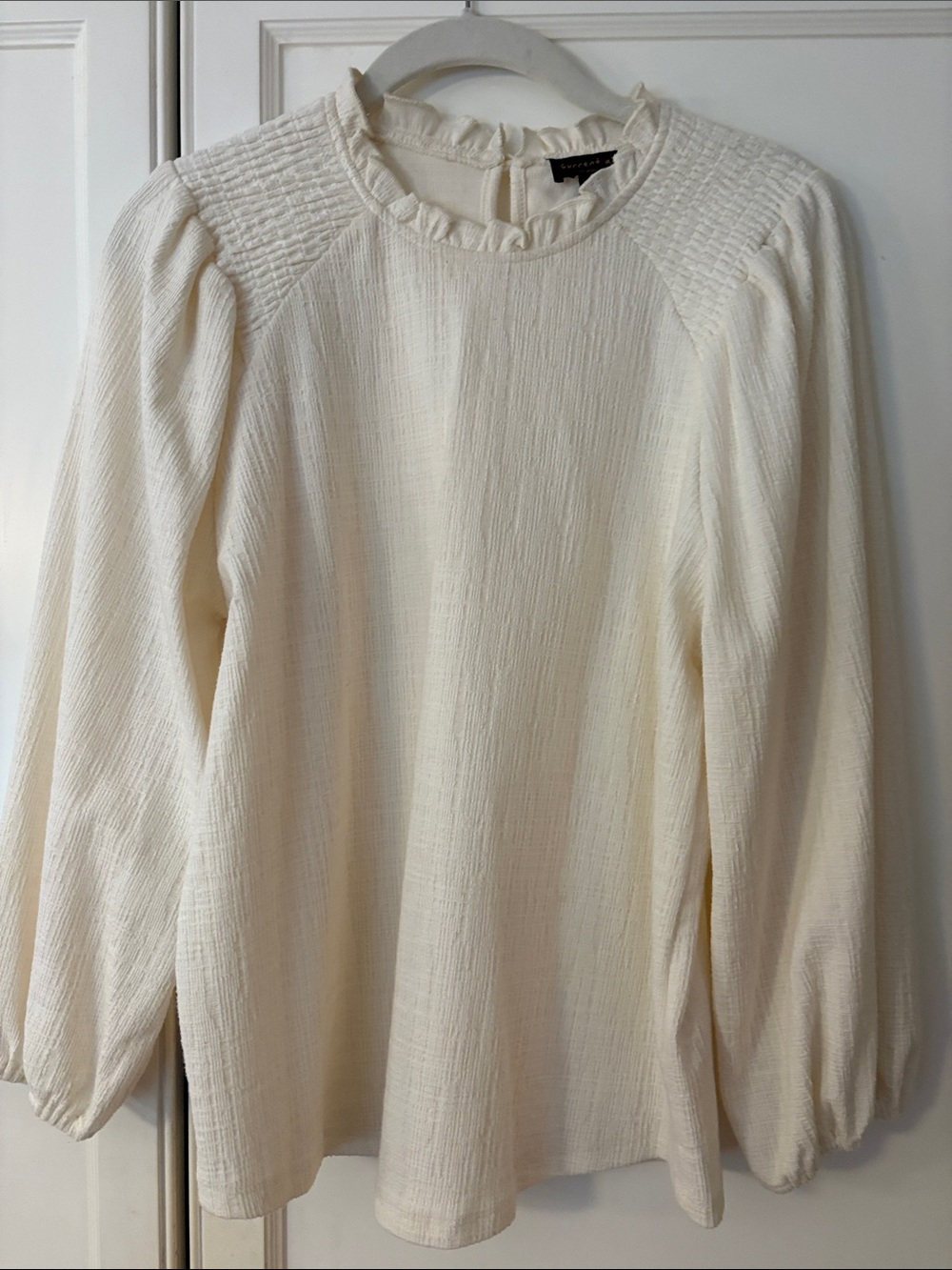 Current Air Cream Ruffle-Neck Long Sleeve Blouse size small